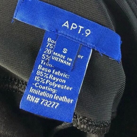 Apt 9 Black High Rise Faux Leather Side Panel Pull On Leggings S - Picture 4 of 4